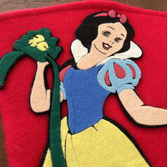 Vintage Disney Snow White Christmas Stocking 3D Felt - Picture 2 of 12